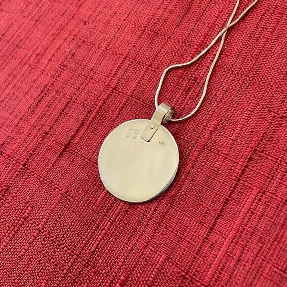 Jessie Senecal Handmade Sterling Sliver "Textured Copper Circle" Necklace - Picture 4 of 4